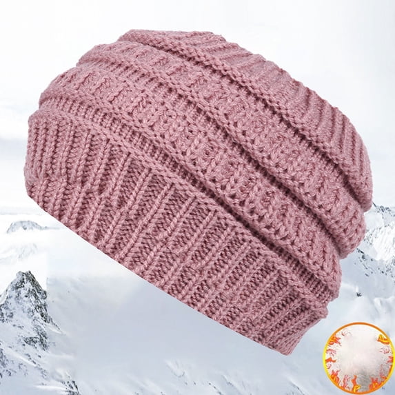 CXHEGBEJ Wide Knitted Headband For Womens Empty Top Beanie Hats Female Autumn Winter Head Ear Warmer Elastic Headwrap Beanie Cap Soft Slouchy Turban Orange