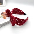 thumbnail image 1 of CXHEGBEJ Wide Wide Headbands Hoop Dot‌ Print Bow Knot Hairband For Women Headwear Fashion Knotted Headbands Headdress Hair Accessory Casual Daily Wear Red, 1 of 4
