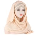 thumbnail image 1 of CXHEGBEJ Women's Eid Al Fitr Colored Forehead Bright Scarf Hat Muslim Headband Beige, 1 of 3
