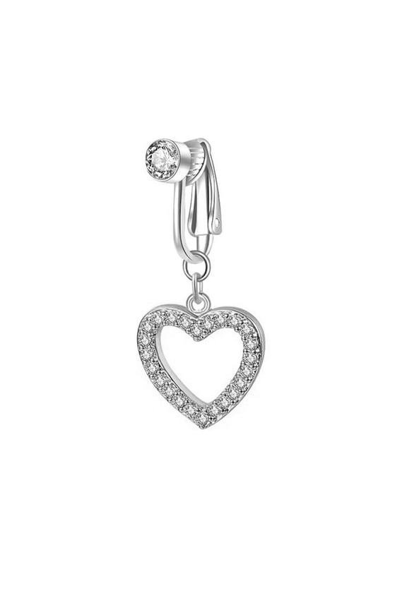 Womens Belly Piercing Belly Ring Fashion Belly Button Piercing Jewelry Clip On Belly Button Rings Comfortable Navel Ring Non Piercing Design Daily Wear SilverI