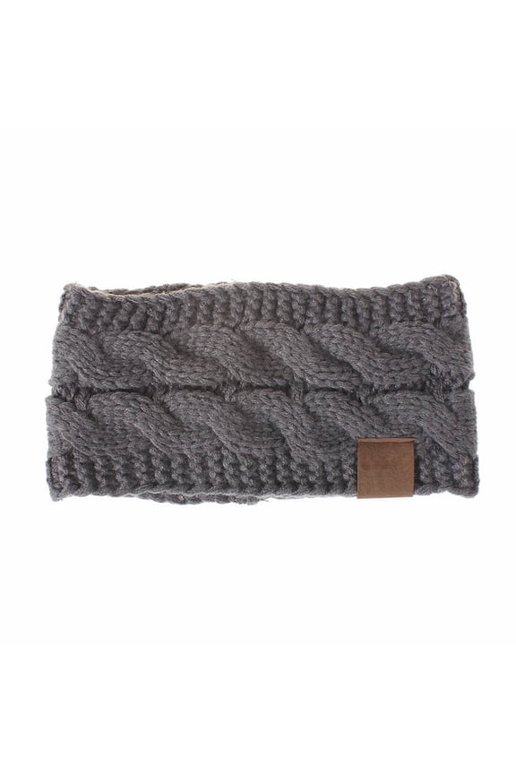 Womens Cotton Ear Warmer Headband Cable Knit Winter Warm Headbands Acrylic Yarn Cap Ear Warmers Head Accessories for Female Cold Weather Gifts Gray