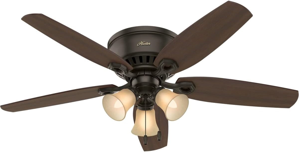 Hunter Low Profile 52" Bronze Ceiling Fan with LED Light and Remote Control