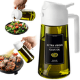 thumbnail image 1 of CXINYI 16 oz Glass Olive Oil Dispenser for Kitchen, 2 in 1 Oil Sprayer Bottle for Cooking, Salad, BBQ and Frying, White, 1 of 7