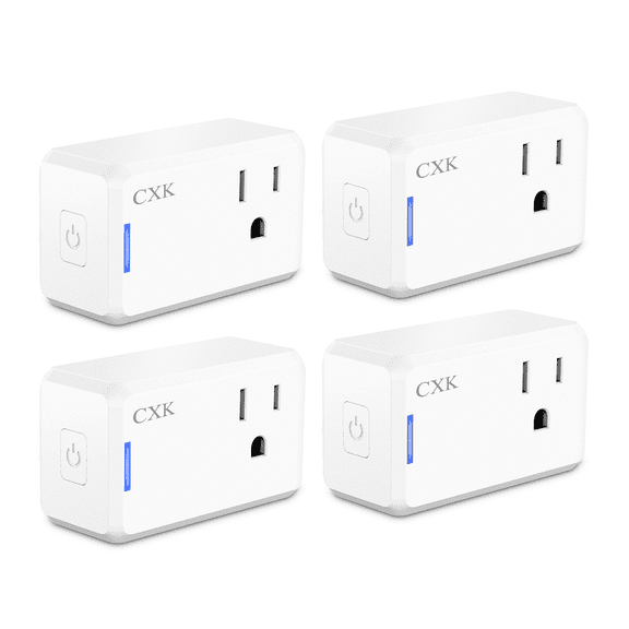 CXK 2.4G WiFi Smart Plugs, Alexa/Google Assistant Enabled, Timer & Group Control, Hub-Free (4 PACKS)