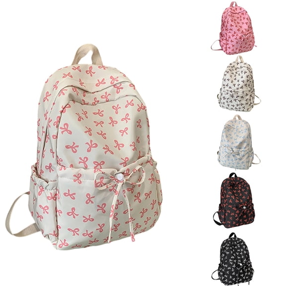 CXKKK Large Capacity Laptop Backpack, Casual Daypack School Travel Backpack with Printed Pattern Zip Front Pocket Adjustable Straps, Pink