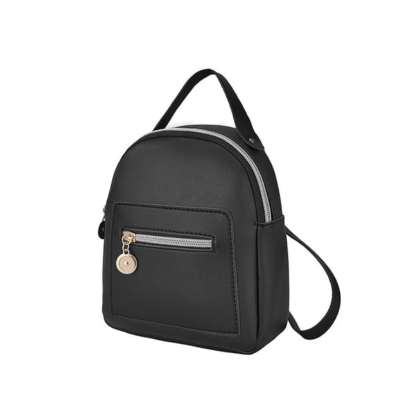 CXKKK Women's Convertible Backpack, Purse Faux Leather Small Daypack with Top Handle Front Zipper Pocket Adjustable Shoulder Strap, Black