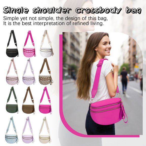 CXKKK Women's Crescent Crossbody Bag, Casual Shoulder Bag Large Capacity Shell Bag with Adjustable Strap Checkered Pattern, Light Brown