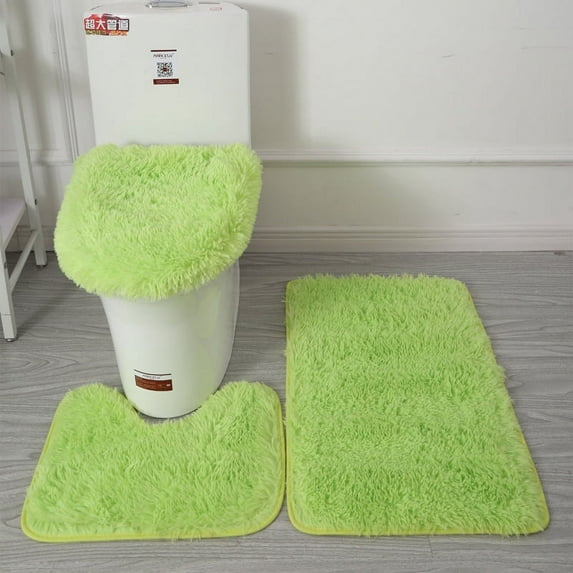 CXSMXC White Bathroom Rugs Sets 3 Piece Set Toilet Seat Cover Non-Slip Bath Mats Lid Cover Bath Rug Contour Mat Bathroom Decor (TPB fruit green,3pcs set)