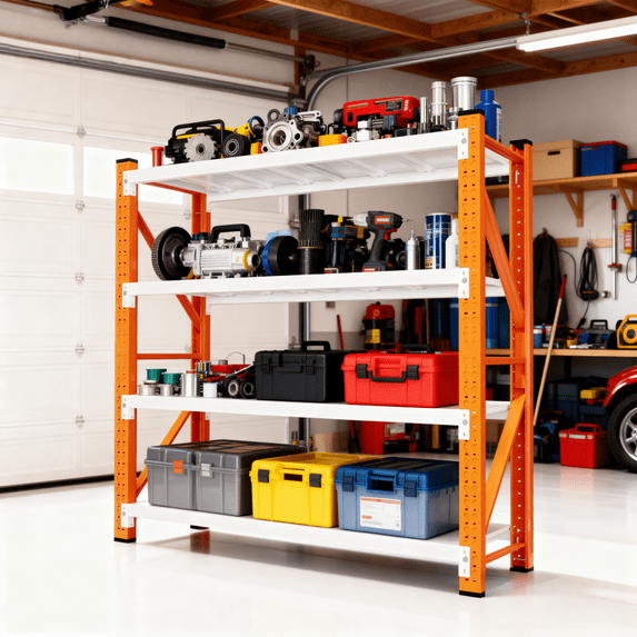 CXUZCZ 4-Tier Garage Storage Shelves,79"H Heavy Duty Garage Shelving Unit,Adjustable Industrial Metal Shelf System,4,500lbs Capacity,Tool Organizer for Garage,Workshop,60"W x 20"D x 79"H,Orange&White
