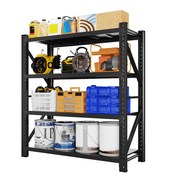 59" W Garage Shelving 3000LBS Garage Storage Shelves 4-Tier Metal Adjustable Shelf Unit Storage Rack for Basement Supermarket Warehouse 59" W x 24" D x 78" H Black