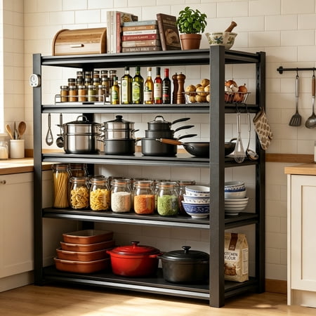 CXUZCZ 47"W Garage Shelving, 2500LBS Heavy Duty Adjustable Storage Shelf, 5 Tier Metal Storage Rack, Garage Storage Shelving Unit for Warehouse, Basement, Supermarket,Kitchen 47"W x 24"D x 72"H Black