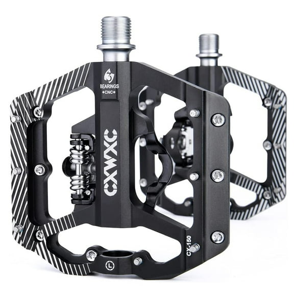 CXWXC Bike Pedals Dual Sided Pedals Plat & SPD Clipless Pedal 3 Sealed Bearings, 9/16” Bicycle Platform