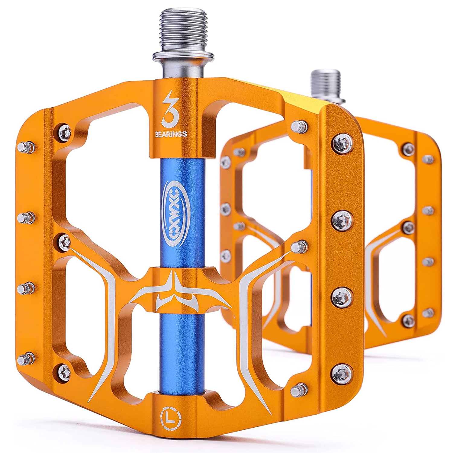 CXWXC Aluminum Alloy Road Mountain Bike Pedals MTB Flat Metal Pedals with 3 Bearings 9 16 Walmart