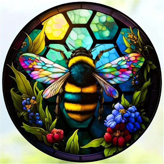 CXYQLC DIY 5D Diamond Painting Kits for Adults Diamond Art Bee Stained Glass Diamond Painting Full Drill Crystal Rhinestone Embroidery Craft Kits for Home Wall Decor Gifts 11.8x11.8inch