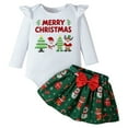 thumbnail image 1 of CXYYY Baby Girl My First Christmas Outfit Set Long Sleeve Romper and Skirt with Cute Bow 3Pcs for Toddler Holiday Christmas Party Clothes Red Size: 3-6 Months, 1 of 7