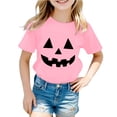 thumbnail image 1 of CXYYY Halloween Tshirts for Girls Size 3-4,Short Sleeve Crew Neck Pumpkin Graphic Casual Cozy Girls Tops (Z02 Pink), 1 of 3