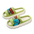 thumbnail image 1 of CXYYY Kids Winter Slippers,Boys Girls Dinosaur Footwear Size 12-12.5,Warm Soft Open Toe Slides Cozy Breathable Linen Casual Non-Slipping Dinosaur Footwear Home Shoes (Green), 1 of 5
