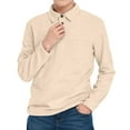 thumbnail image 1 of CXYYY Polo Shirts for Kids Boys Long Sleeve T-Shirts Solid Color Collared Neck Tees Teens School Uniform Tops Beige 13-14 Years, 1 of 4