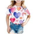 thumbnail image 1 of CXYYY Shirts for Girls,Girls Shirts,Children'S Valentine'S Day Fashion Printed Short Sleeved Top (Blue-c 12-13 Years), 1 of 4