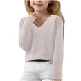 thumbnail image 1 of CXYYY Teen Girls Sweater Size 14-15,Fashion Long Sleeve V-Neck Pullover for Kids Toddlers Autumn Winter Knitted Tops (Beige), 1 of 5