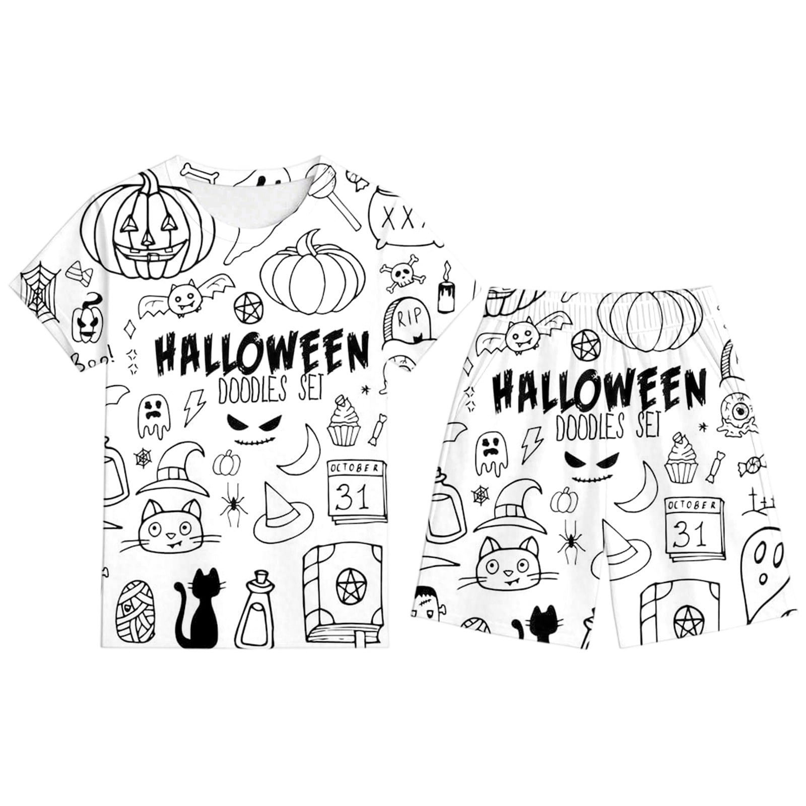 CXYYY Toddler Boys Girls Halloween Pajamas Size 9-10,Two-Piece Sets ...