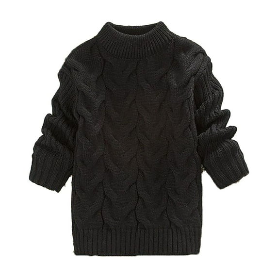 CXYYY Toddler Girls Sweaters - Loose Fit Long Sleeve Pullover for Kids Toddlers Solid Color Cozy Thick Tops Fall Winter Clothes (Black 7-8 Years)