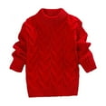 thumbnail image 1 of CXYYY Toddler Girls Sweaters - Loose Fit Long Sleeve Pullover for Kids Toddlers Solid Color Cozy Thick Tops Fall Winter Clothes (Red 7-8 Years), 1 of 3