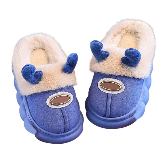 CXYYY Toddler Slippers Christmas Cute Reindeer Graphic Warm Winter Home Footwear Non-Slipping Indoor Shoes
