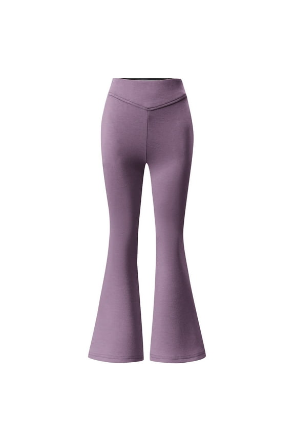 Uniform Pants for Girls, Casual Bottom Flare Pants, Soft Cozy Kids Toddlers Dress Pants (Purple 5-6 Years)