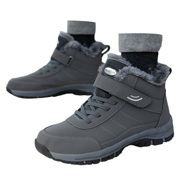 CXYYY Womens Snow Boots, Mens Snow Boots, Couple Winter Leather Boots Thickened Shoes for Men and Women Sports Warm Walking Shoe Grey/7.5