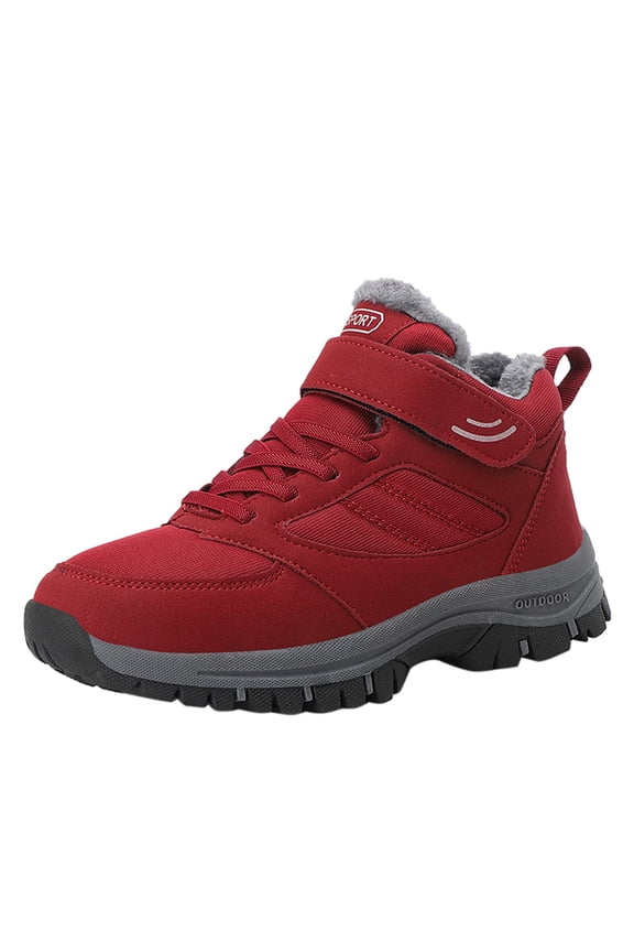Womens Snow Boots, Womens Winter Boots, Fashion Winter Leather Boots Thickened Shoes for Women's Sports Warm Walking Shoe Red/7