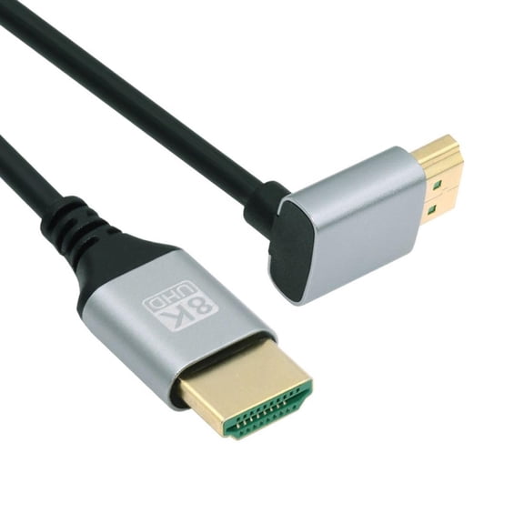 CY 0.5M HDMI 2.1 Ultra Thin HDTV Cable 8K 4K Hyper Super Flexible Slim Cord Up Angled 90 Degree Type-A Male to Male for Computer HDTV