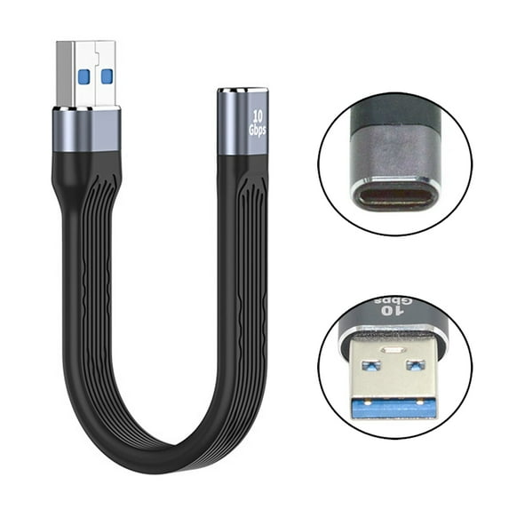 CY 10Gbps USB 3.1 Type C Female to USB3.0 Type A Male Flat Slim FPC Data Cable 13cm for Laptop & Phone