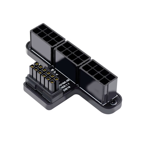 CY 12VHPWR ATX3.0 PCI-E 5.0 Power Modular to Three ATX 8P Adapter for 4080 5090TI 16Pin 12+4P Graphics Card Down Angled 90 Degree