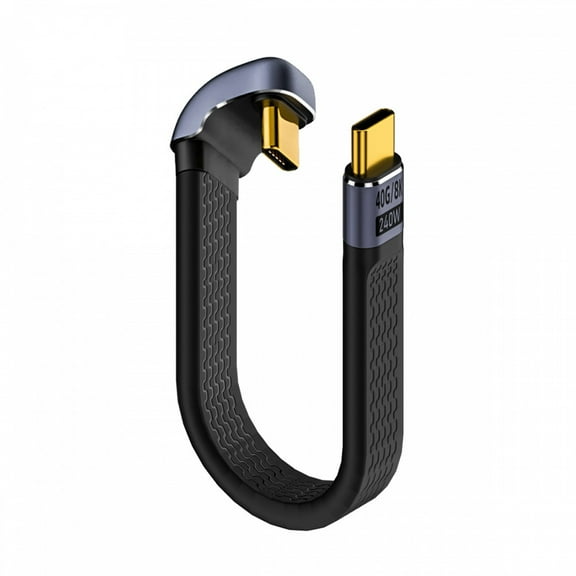 CY 240W Type-C USB-C Male to Male USB4 40Gbps 100W 8K Flat Slim FPC Data Opposite U Shape Back Angled Cable for Laptop Phone 13cm