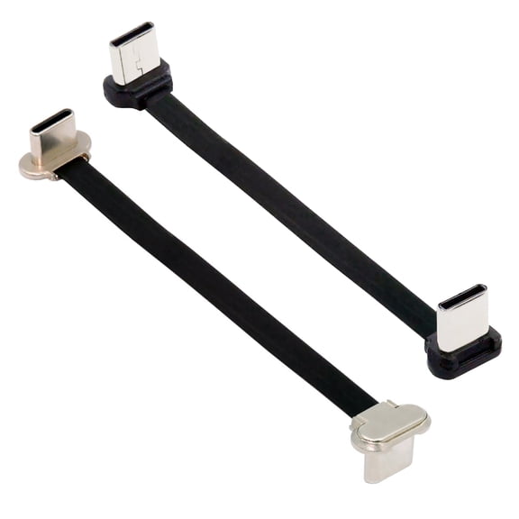 CY 2pcs/lot Angled USB-C Type C to USB-C Ultra Slim Flat Power USB2.0 Data Cable 65W Fast Charge for Laptop Tablet Phone