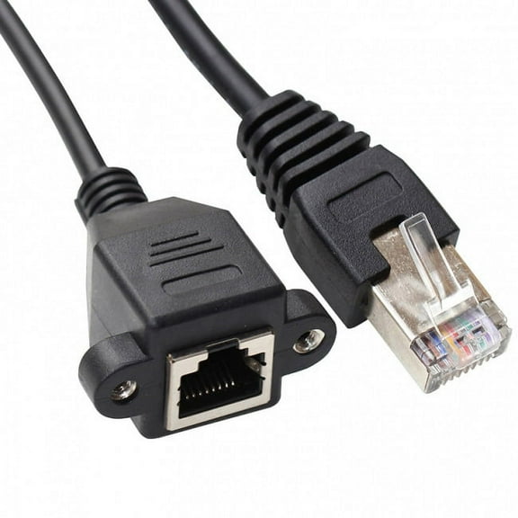 CY 30cm 8P8C FTP STP UTP Cat 5e Male to Female Lan Ethernet Network Extension Cable with Panel Mount Holes