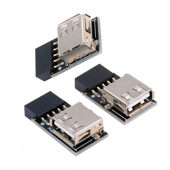 CY 3pcs/set 9Pin/10Pin Motherboard Front Panel Header Female to Single USB 2.0 Female Adapter Vertical Angled Type 90 Degree