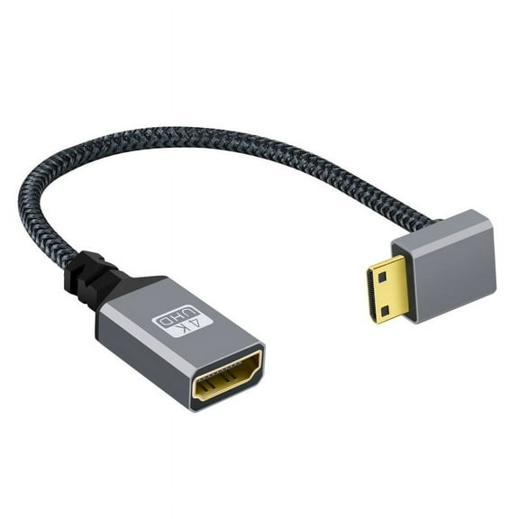 CY 4K Type-C MINI HDMI 1.4 Male 90 Degree Down Angled to HDMI Female Extension Cable for DV MP4 Camera DC Laptop