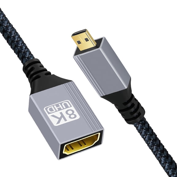 CY 8K Type-D Micro HDMI 2.1 Male to HDMI Female Extension HDTV Cable for DV Camera Laptop Portable Monitor