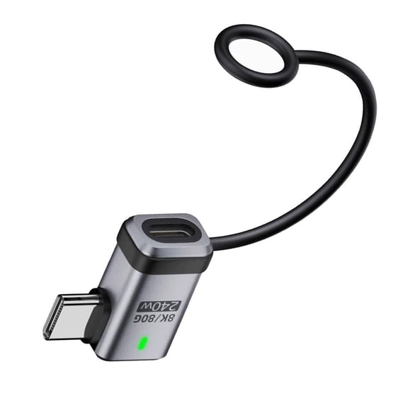 CY 90 Degree USB5.0 80Gbps Male to Female Left Right Angled Extension Adapter with Lanyard Keychain 240W 16K 8K 5K Compatible with USB4.0 Thunderbolt3/4/5