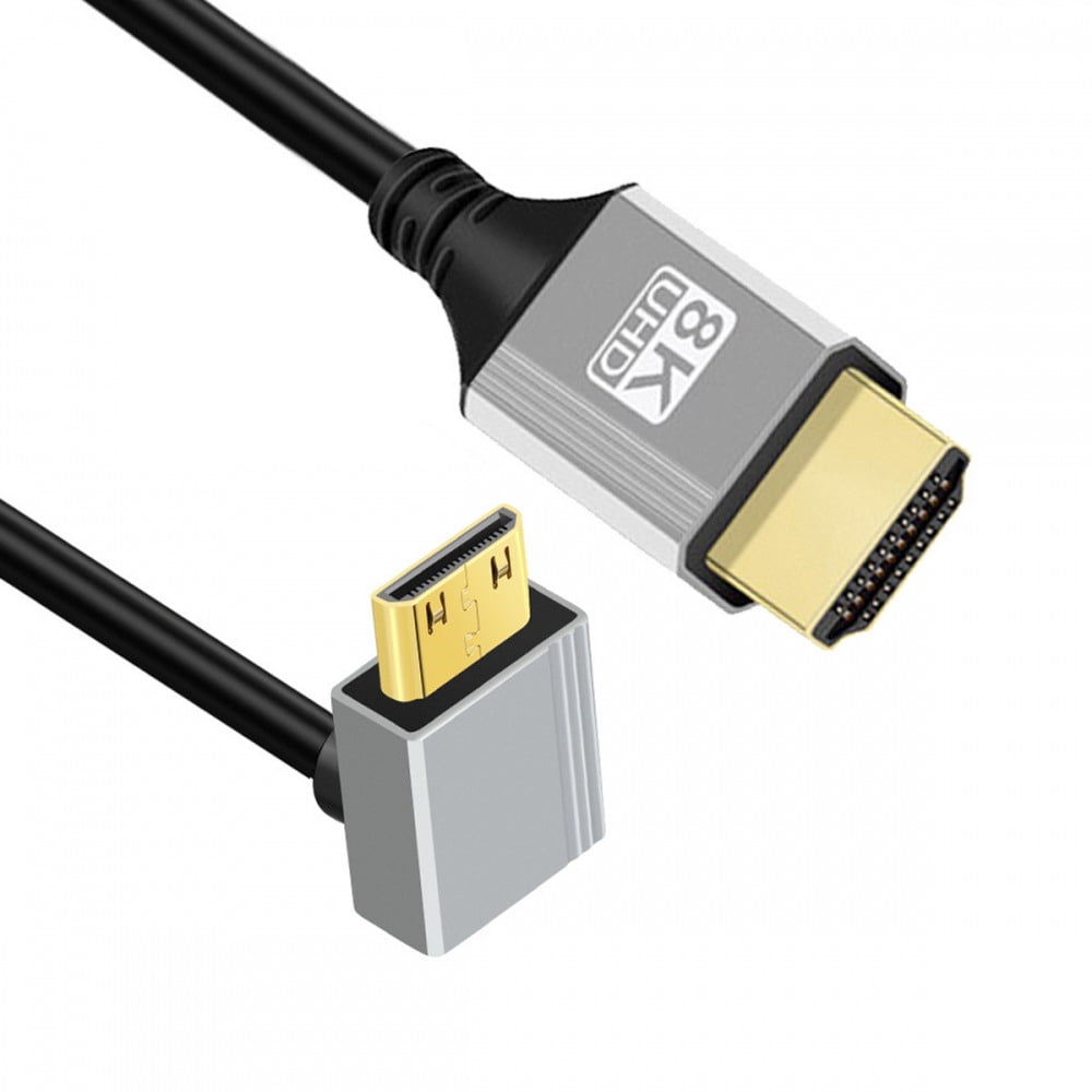 CY 90 Degree Up Angled Mini HDMI 2.1 Ultra Thin HDTV Cable 8K 4K Hyper ...