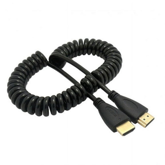 CY Black HDMI Male to HDMI Male Stretch Spring Cable for HDTV DVB DVD PC 1080p 4ft