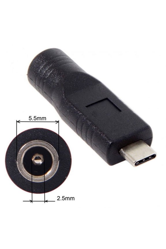 CY DC Jack 5.5*2.5mm Input to USB-C Type-C Power Plug Charge Adapter for Laptop Phone
