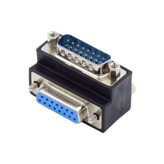 CY DSUB RS232 D-subminiature 15pin Male Nut to Female Screw Extension Adapter DB Connector Down 90 Degree Angled