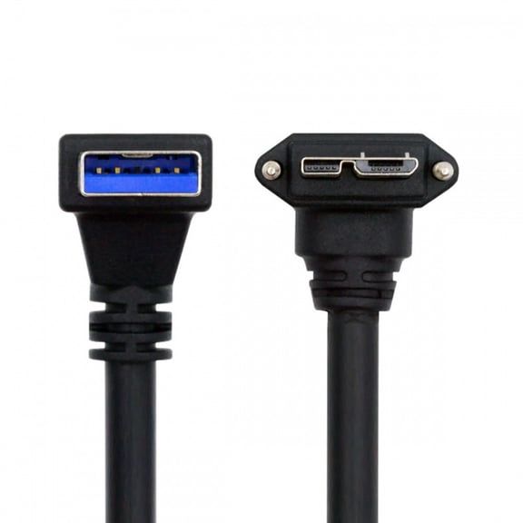 CY Down Angled 90 Degree USB 3.0 A Male to Micro-B 3.0 Plug Down Angled Locking Screw Panel Cable 25cm