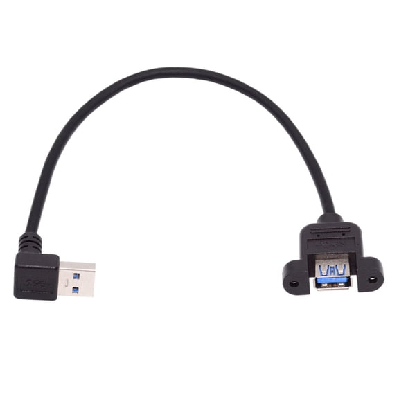 CY Down Angled USB 3.0 Male to Female Type-A Panel Type Header Cable 90 Degree Connector 30cm