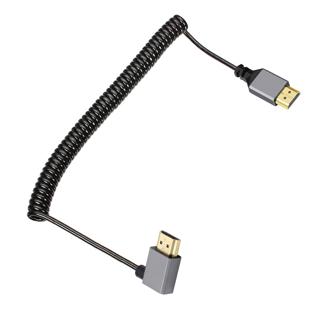 NFHK Cavo HDMI 1.4 Spirale 4K 60Hz – Mini HDMI Maschio A HDMI Maschio Con Connettore A 90° Angolato – Per HDTV, PC E Monitor