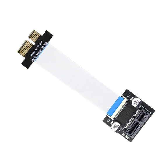 CY Low Profile PCI-E Express 1X Slot Riser Card Extender Extension Ribbon Flex Relocate Cable 10cm 90 Degree Angled