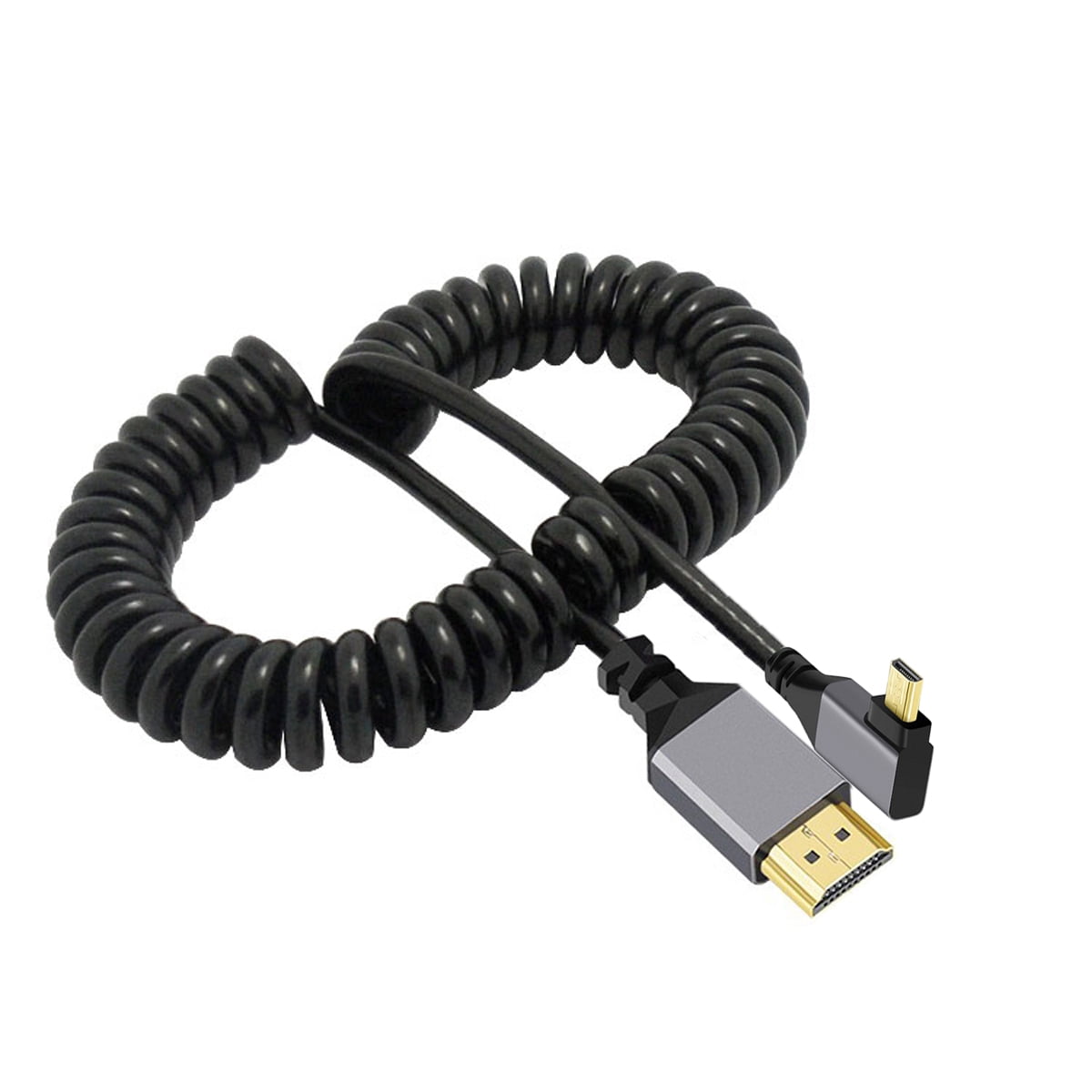 NFHK Kablo HDMI 2.1 Erkek HDMI Erkek 8 K 60hz Streç Sarmal Kablo Sağ Açılı 90 De